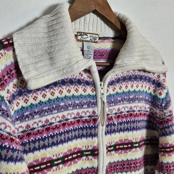 Vintage Heirloom Collectibles 2004 Colorful Zip Front Sweater Size Large - Picture 3 of 11